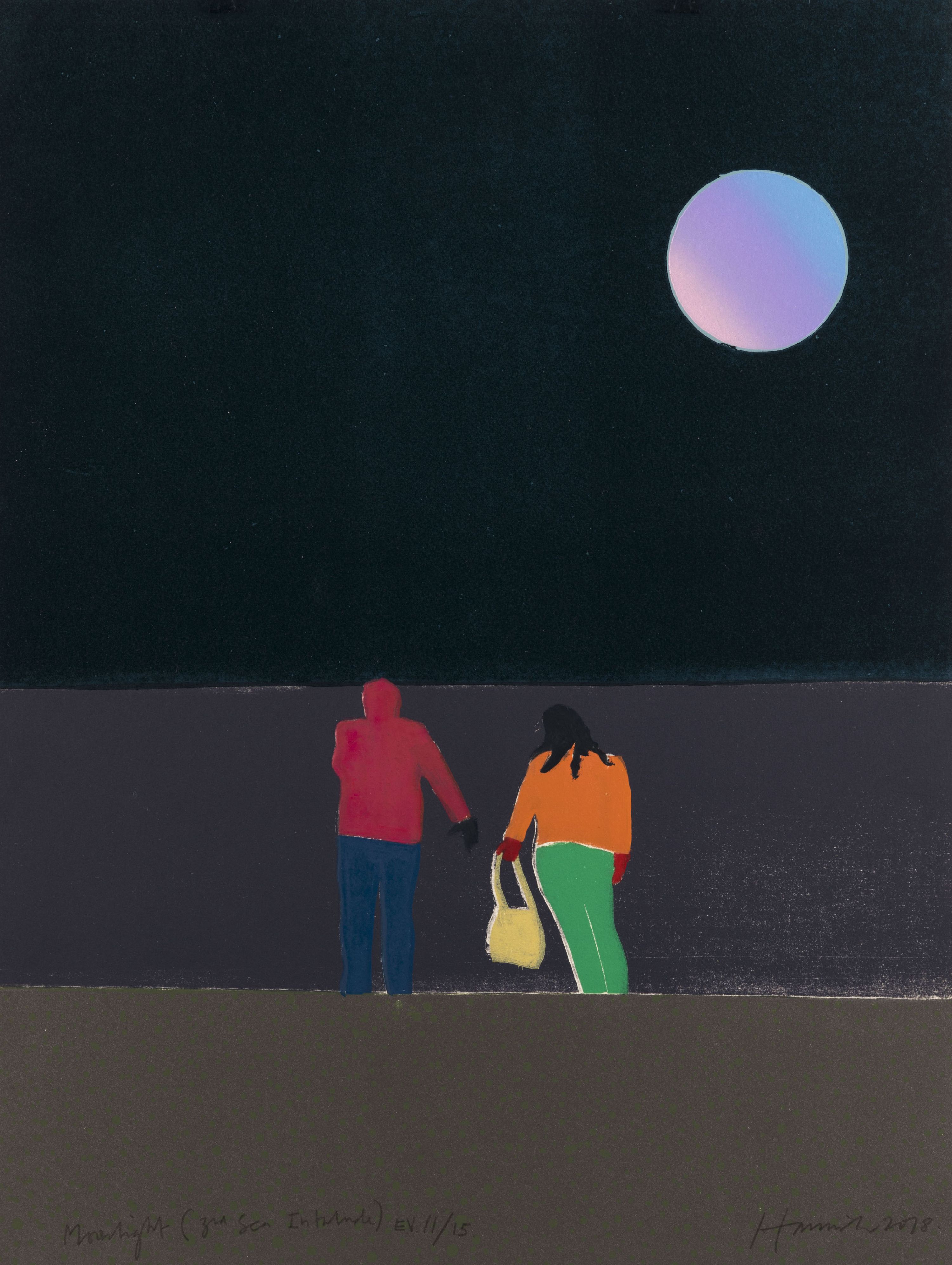 Tom Hammick, (b.1963), Moonlight (3rd Sea Interlude), 2018, Edition variable reduction woodcut, E.V 11/15, 70 x 53 cm
